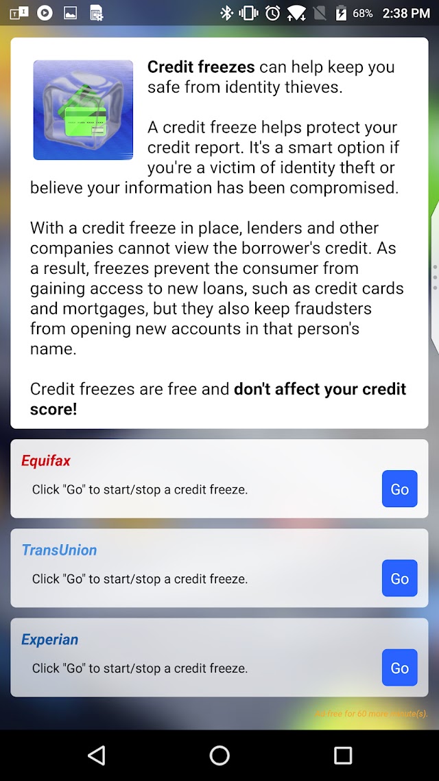 SCF (Simple Credit Freeze) screenshot 2